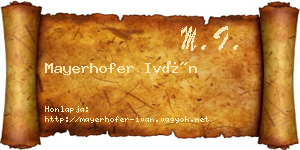 Mayerhofer Iván névjegykártya